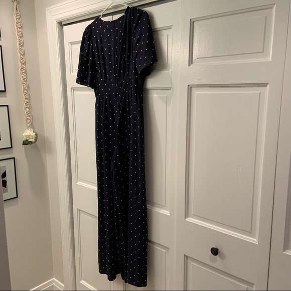 LK Bennett Diana Silk Navy Polka Dot Wide Leg Jumpsuit - Picture 7 of 8